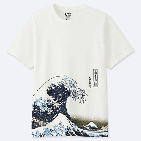 Uniqlo Shirts Katsushika Hokusai Blue Kanagawa Wave Tshirt Poshmark
